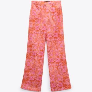 Zara FULL LENGTH LINEN BLEND PANTS